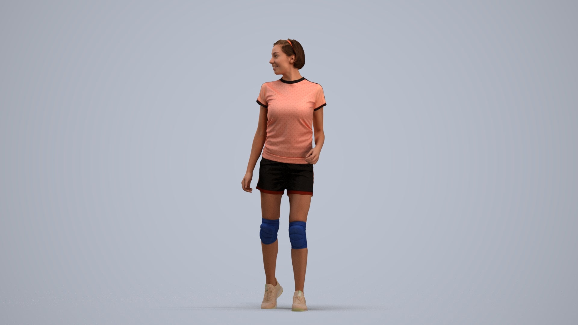 3D people model woman sport, scanned human for 3ds Max rendering, standing pose render