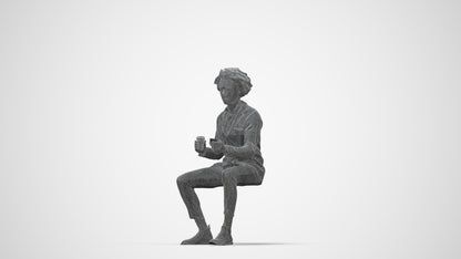 realistic 3D people man business sitting, render-ready for V-Ray and Corona, FBX OBJ, wireframe back view