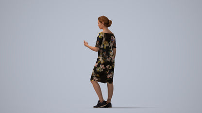 3D people model woman casual standing, scanned human for 3ds Max rendering, three-quarter view render