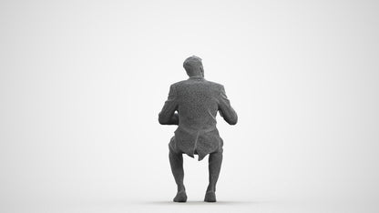 3D people model man business, scanned human for 3ds Max rendering, wireframe front view