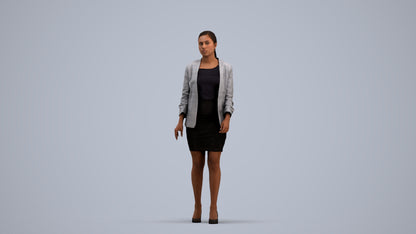 photogrammetry 3D woman business walking, realistic human model archviz FBX, standing pose render