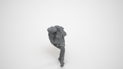 realistic 3D people woman casual sitting, render-ready for V-Ray and Corona, FBX OBJ, wireframe three-quarter view