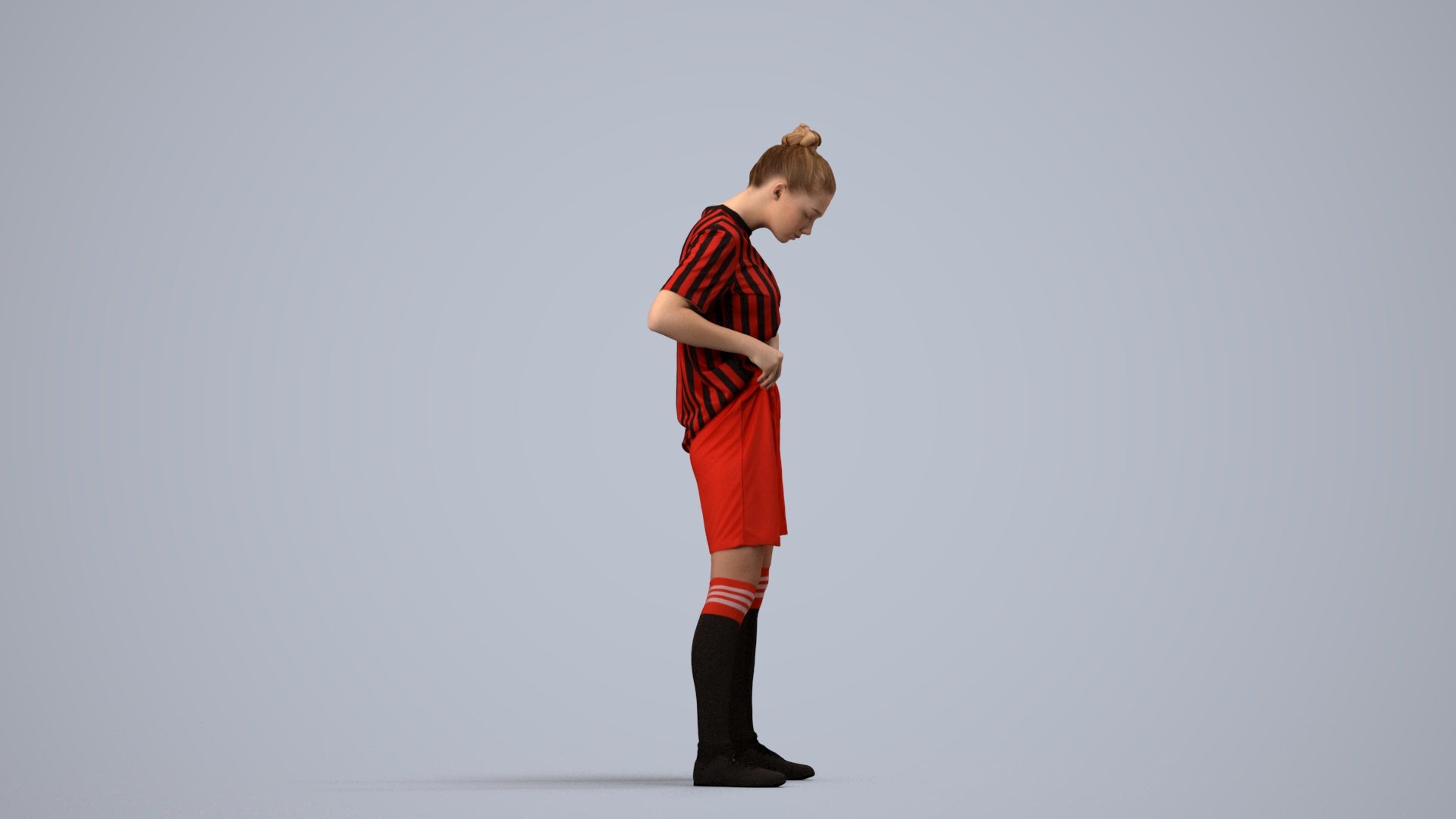 realistic 3D people girl sport, render-ready for V-Ray and Corona, FBX OBJ, side view render