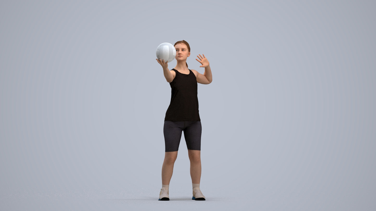 photogrammetry 3D girl sport, realistic human model archviz FBX, standing pose render