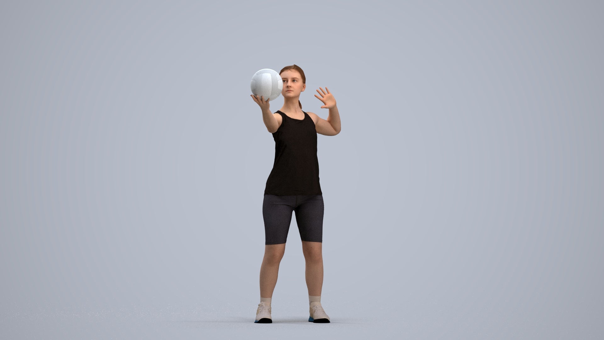 photogrammetry 3D girl sport, realistic human model archviz FBX, standing pose render