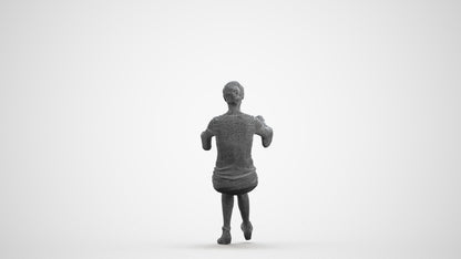 3D people model senior woman business sitting, scanned human for 3ds Max rendering, wireframe front view