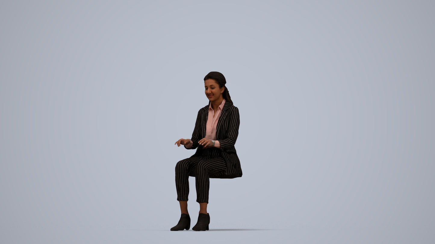scanned 3D woman business, photogrammetry people for Enscape and V-Ray, top-down view render