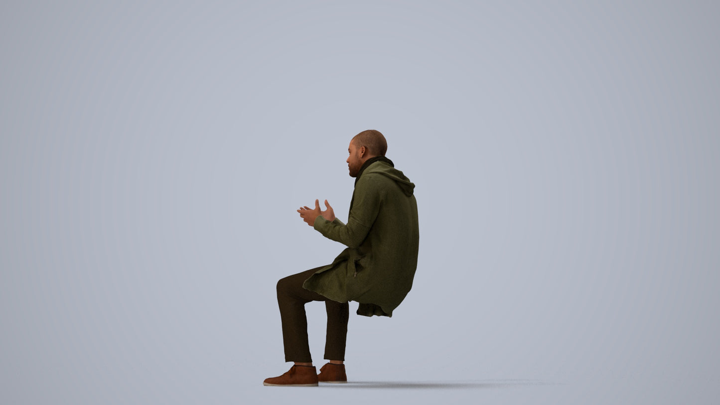 realistic 3D man casual pool, scanned archviz people for Blender and 3ds Max, three-quarter view render