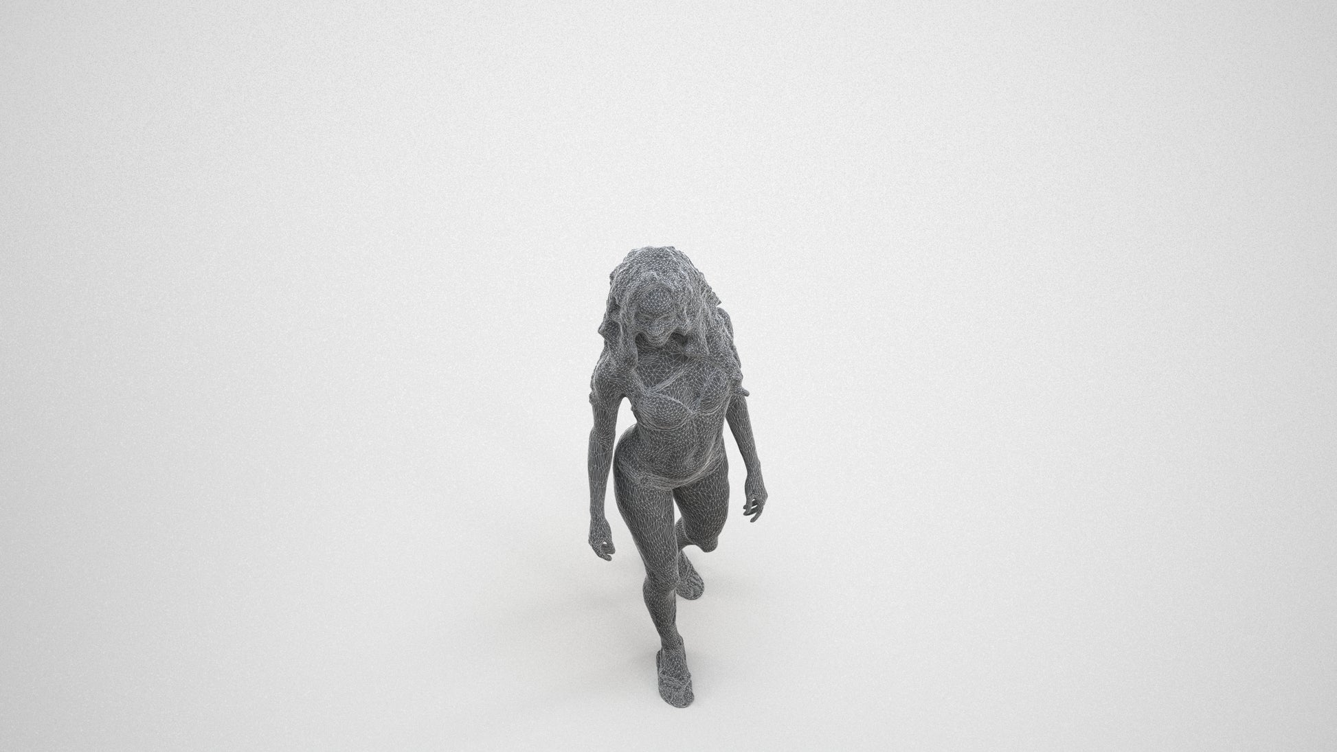 scanned 3D woman pool, photogrammetry people for Enscape and V-Ray, wireframe three-quarter view