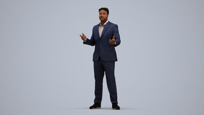 3D human model man business, photogrammetry scanned person for archviz, standing pose render