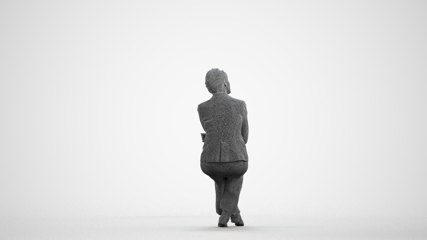 photogrammetry 3D woman business, realistic human model archviz FBX, wireframe front view