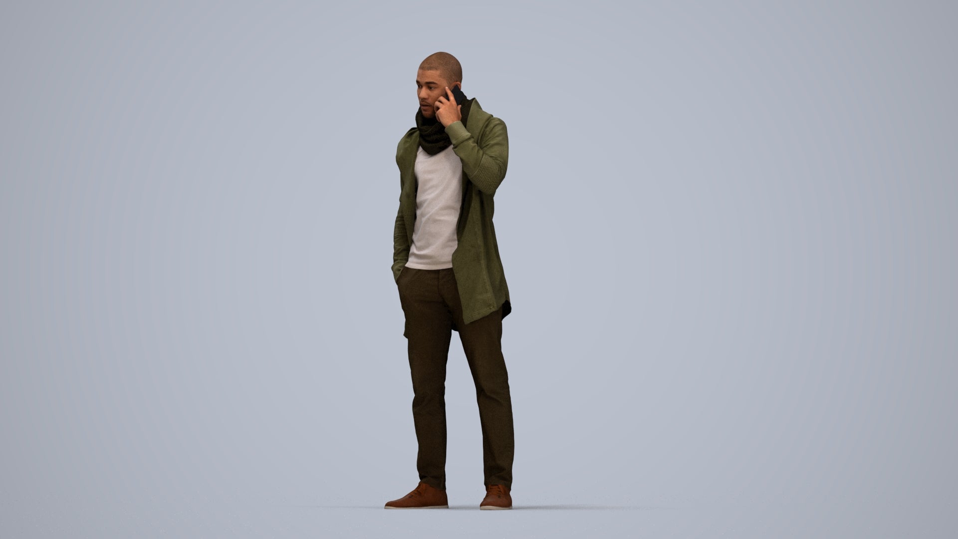 3D scanned man standing casual, photorealistic archviz people for Enscape and SketchUp, top-down view render