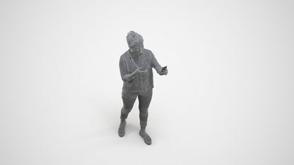 realistic 3D people woman casual standing, render-ready for V-Ray and Corona, FBX OBJ, wireframe three-quarter view
