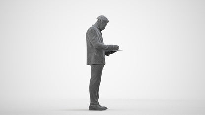 realistic 3D man business, scanned archviz people for Blender and 3ds Max, wireframe side view