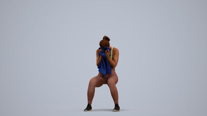 3D human model woman casual sport, photogrammetry scanned person for archviz, standing pose render