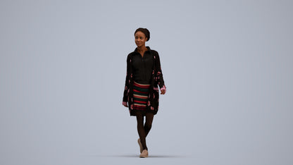 3D scanned woman walking casual, photorealistic archviz people for Enscape and SketchUp, standing pose render
