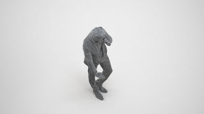 realistic 3D human man business, archviz people FBX OBJ for Blender, wireframe three-quarter view