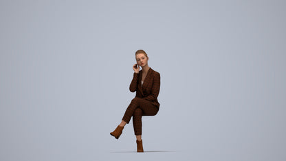 realistic 3D human woman business, archviz people FBX OBJ for Blender, top-down view render