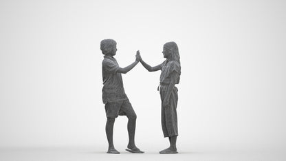 3D people model girl kids, scanned human for 3ds Max rendering, three-quarter front view render
