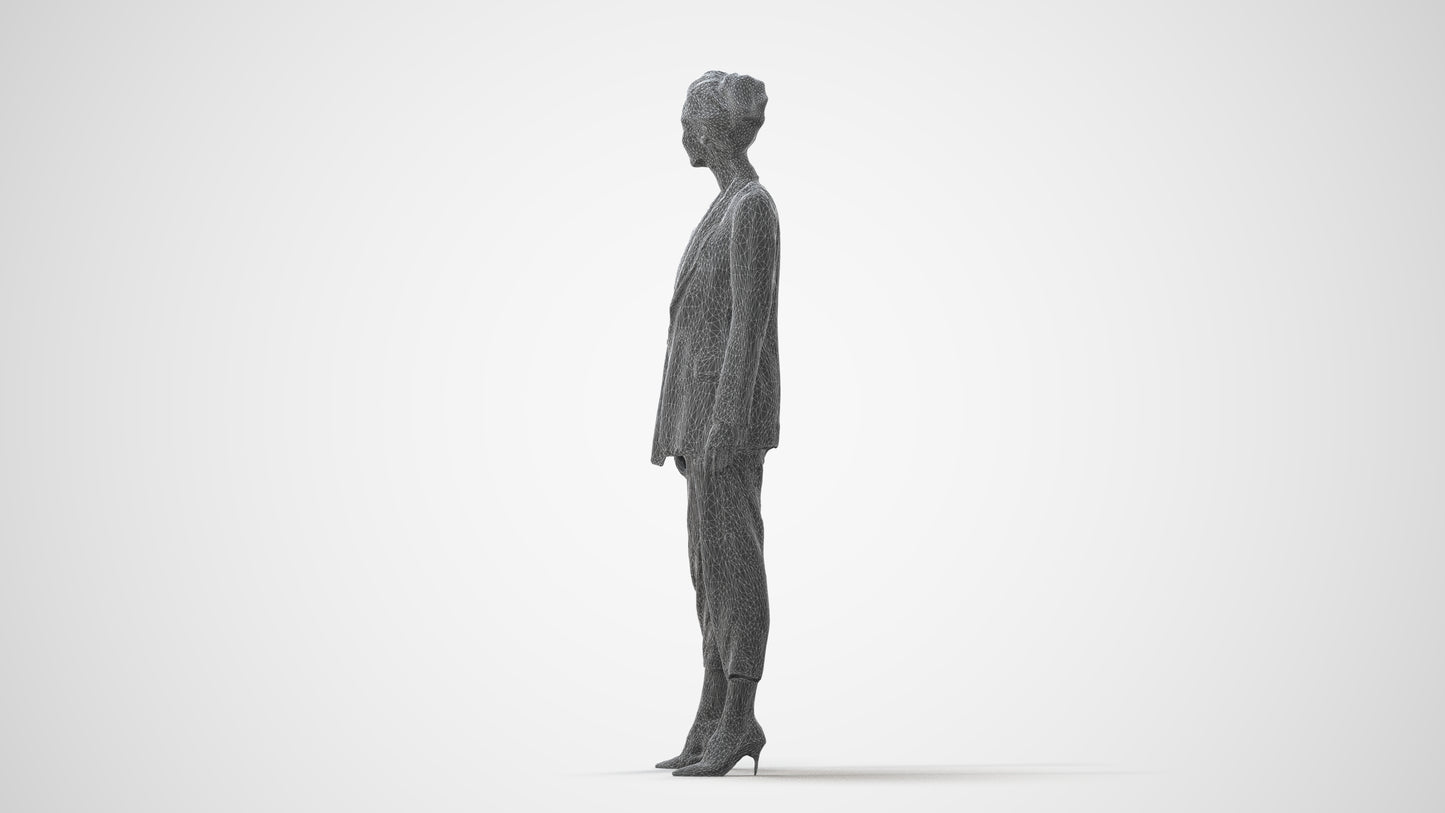 realistic 3D people woman business standing, render-ready for V-Ray and Corona, FBX OBJ, square thumbnail