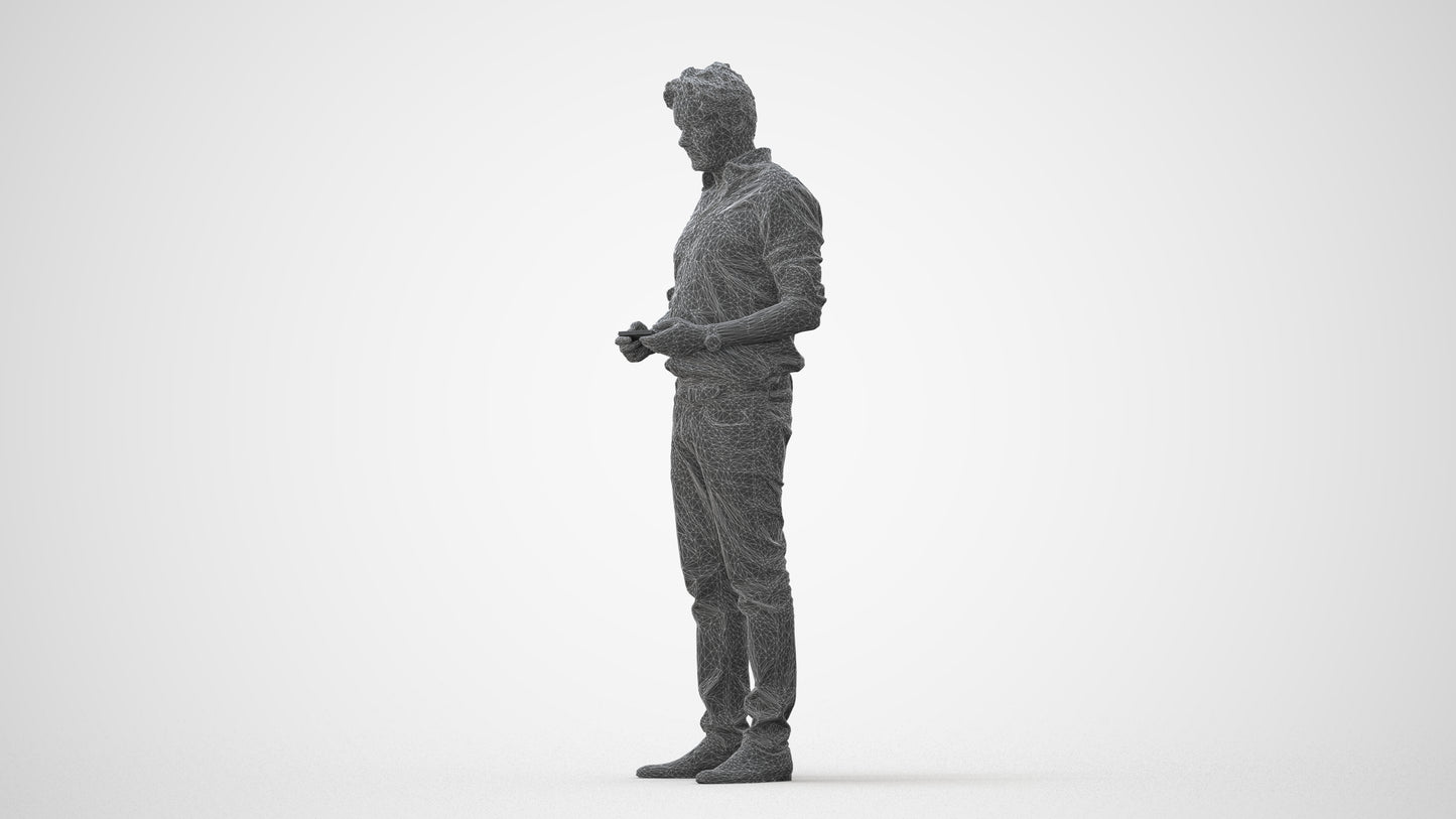 3D scanned man standing casual, photorealistic archviz people for Enscape and SketchUp, square thumbnail