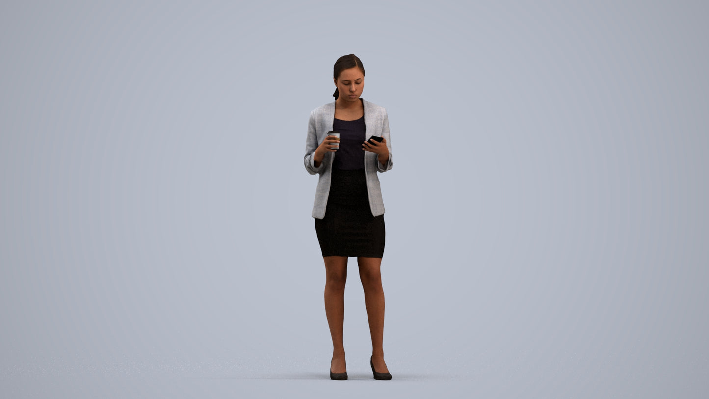 scanned 3D woman business, photogrammetry people for Enscape and V-Ray, standing pose render