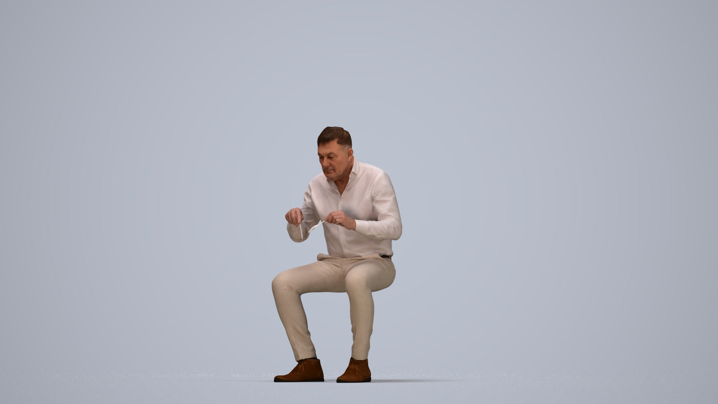 3D people model man casual business, scanned human for 3ds Max rendering, top-down view render