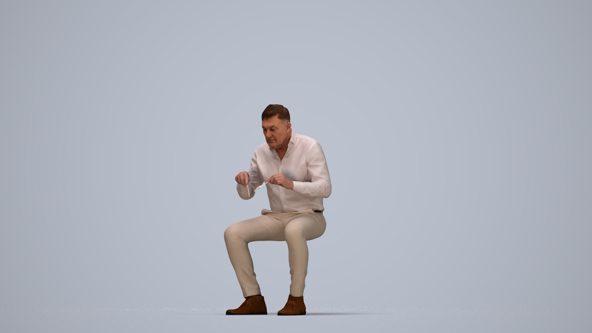 3D people model man casual business, scanned human for 3ds Max rendering, top-down view render