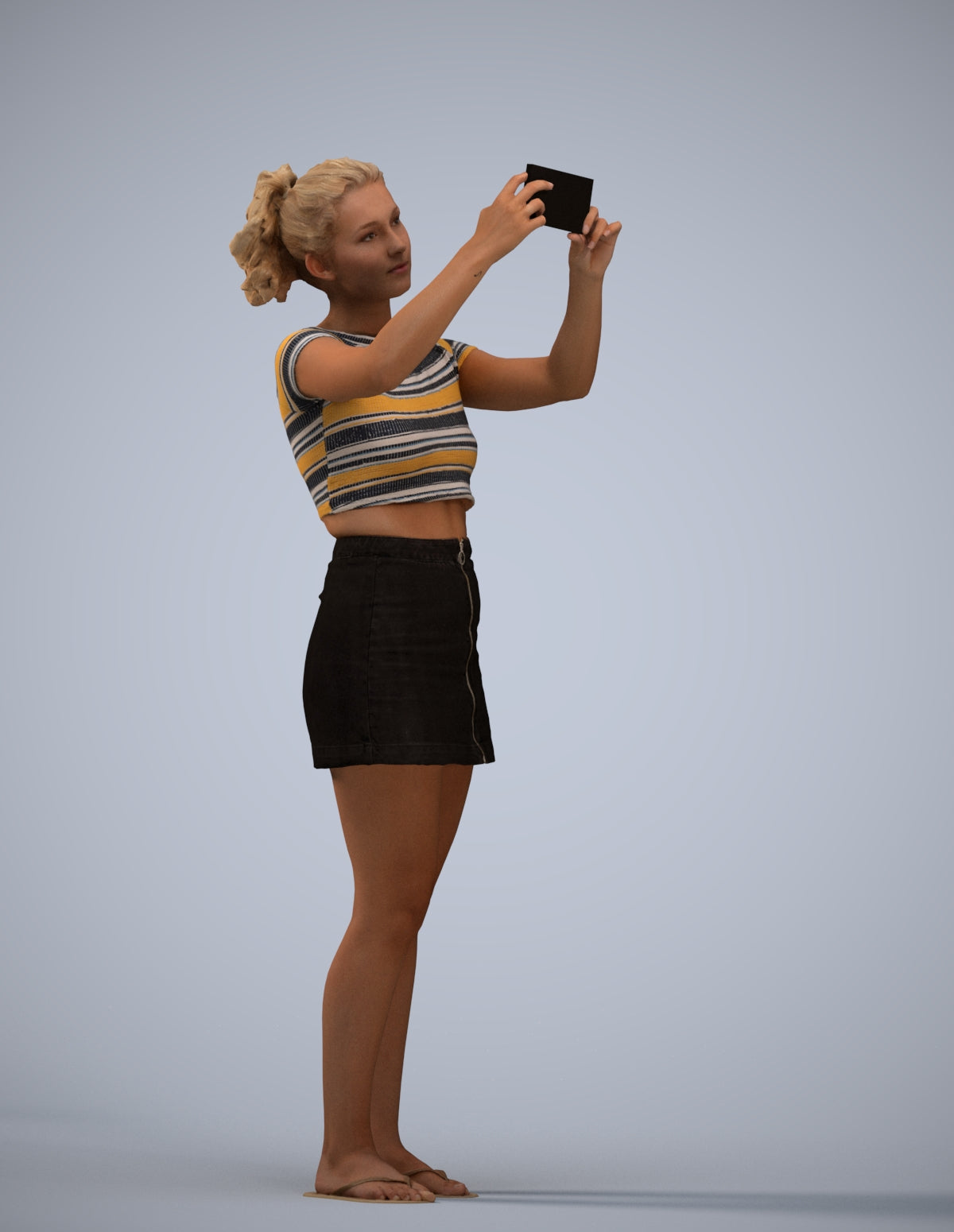 3D human model woman casual standing, photogrammetry scanned person for archviz