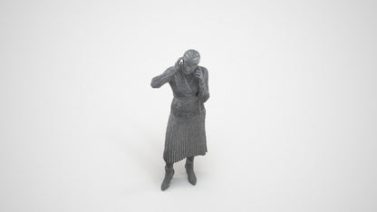 3D people model woman casual standing, scanned human for 3ds Max rendering, wireframe three-quarter view