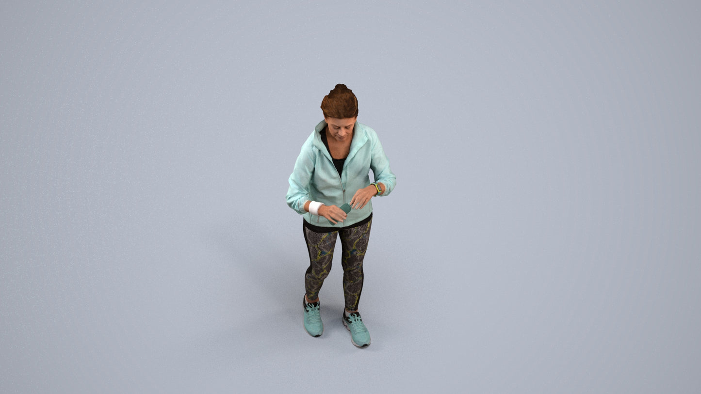 realistic 3D people woman sport, render-ready for V-Ray and Corona, FBX OBJ, back view render