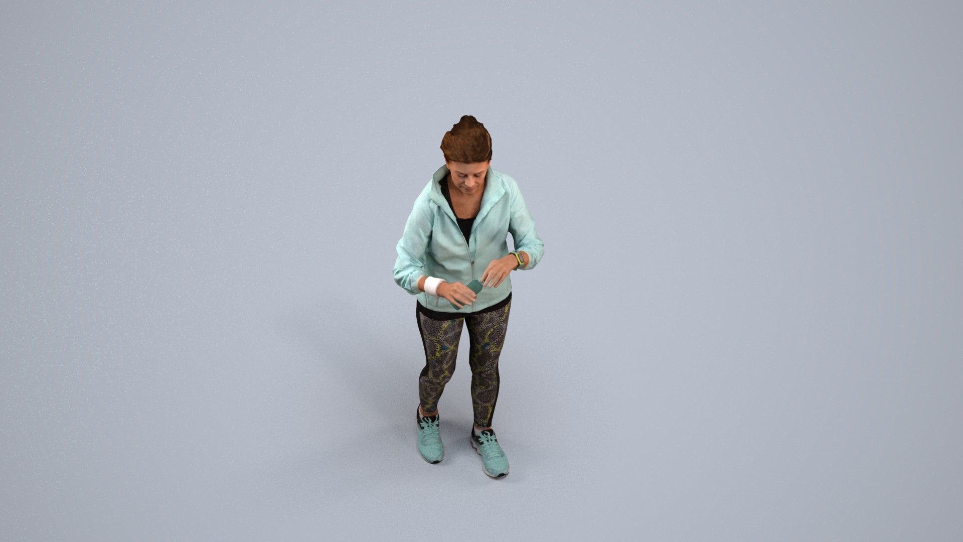 realistic 3D people woman sport, render-ready for V-Ray and Corona, FBX OBJ, back view render
