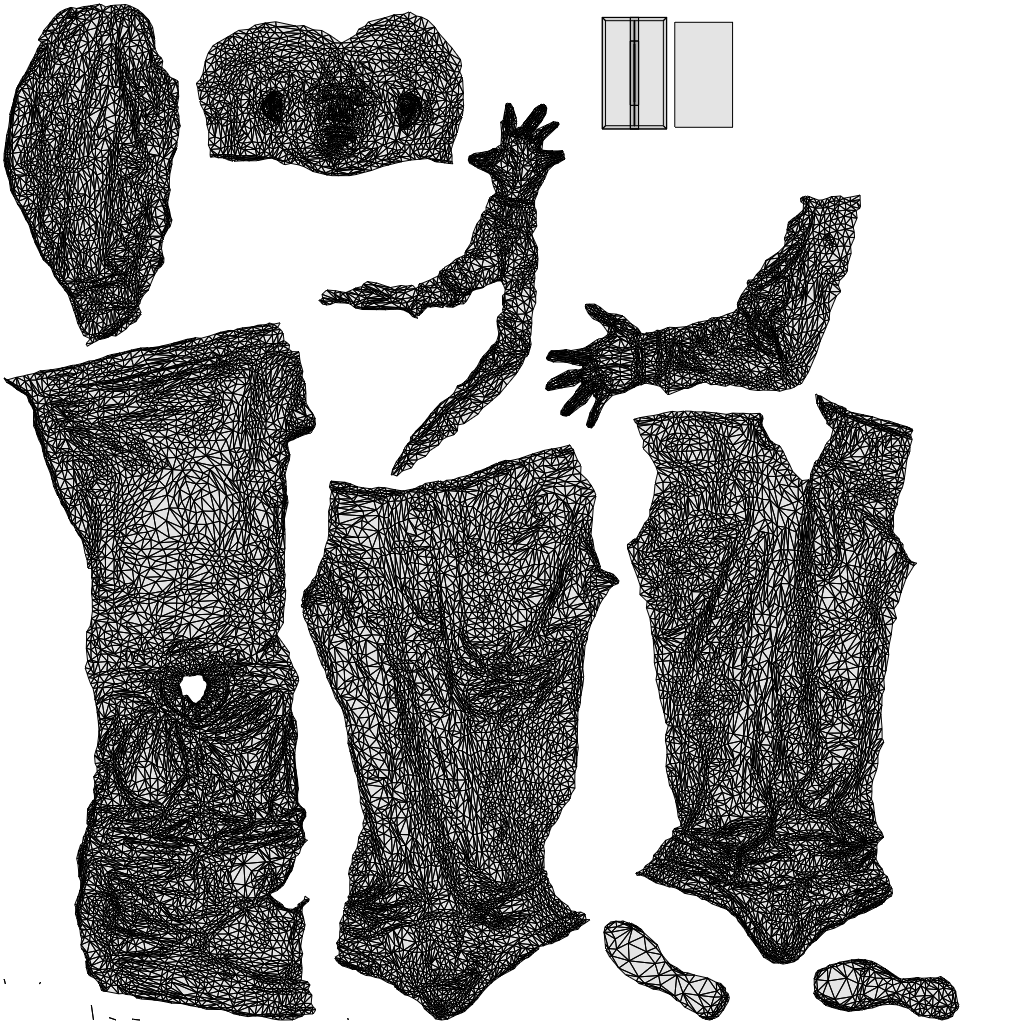 3D people model man walking, scanned human for 3ds Max rendering, wireframe top-down view