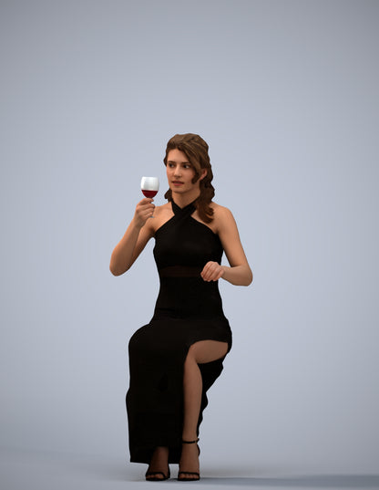 3D human model woman formal formalaffairs, photogrammetry scanned person for archviz