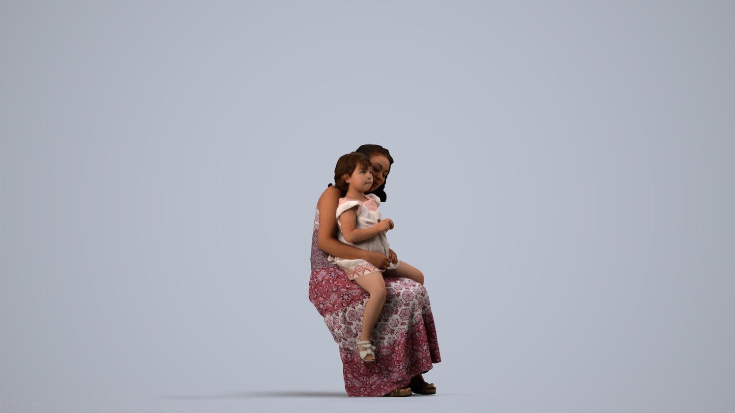 3D scanned boy kids casual, photorealistic archviz people for Enscape and SketchUp, side view render