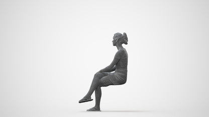 3D scanned woman sitting casual, photorealistic archviz people for Enscape and SketchUp, square thumbnail