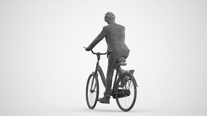 photogrammetry 3D senior woman business cycling, realistic human model archviz FBX, wireframe front view