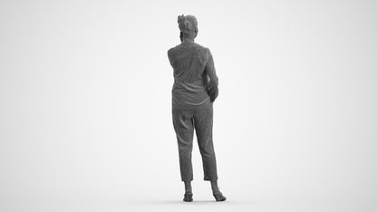 3D people model woman casual standing, scanned human for 3ds Max rendering, wireframe front view