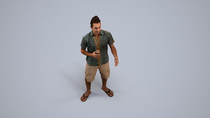 scanned 3D man casual standing, photogrammetry people for Enscape and V-Ray, back view render