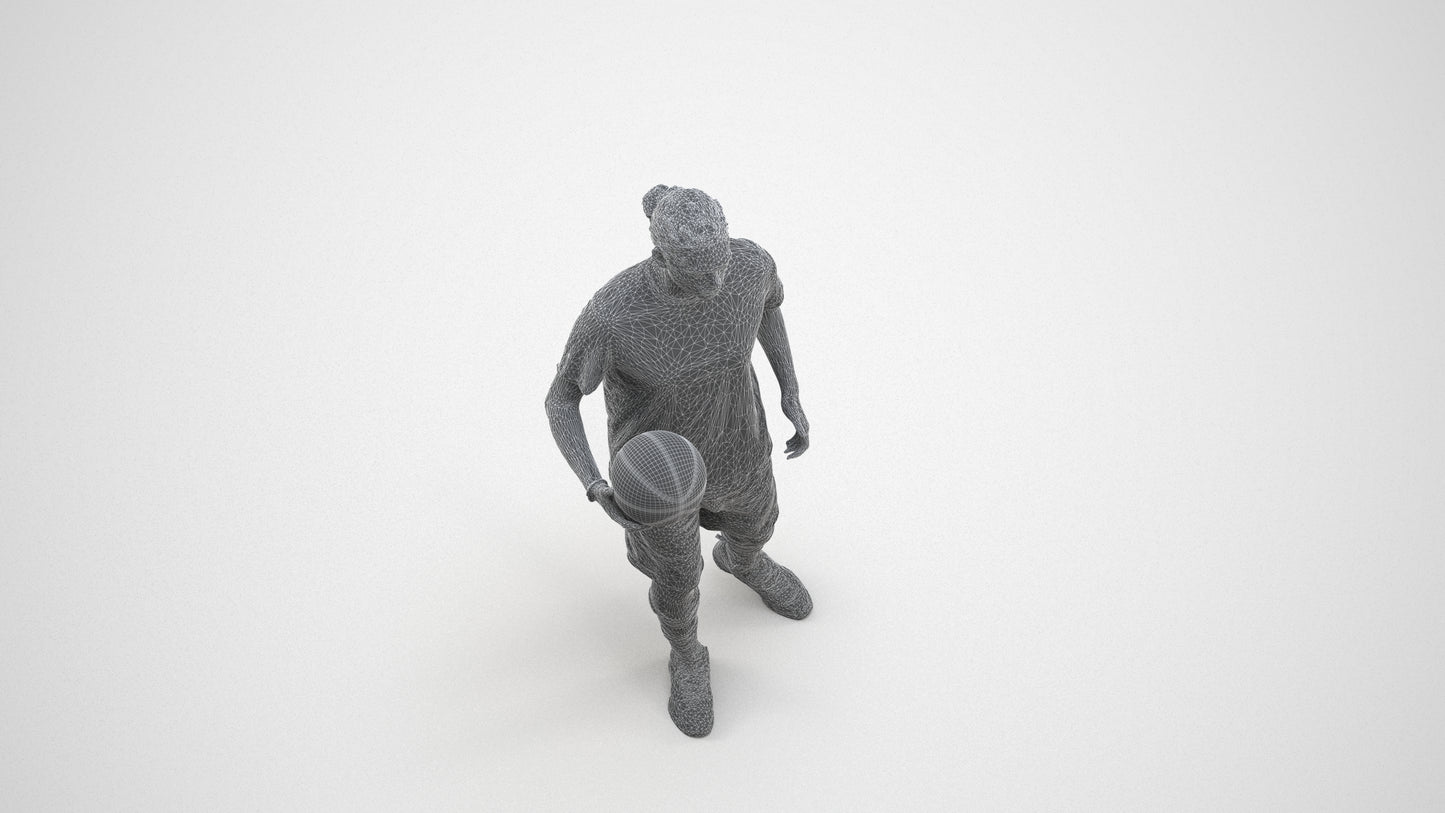 photogrammetry 3D man sport, realistic human model archviz FBX, wireframe three-quarter view