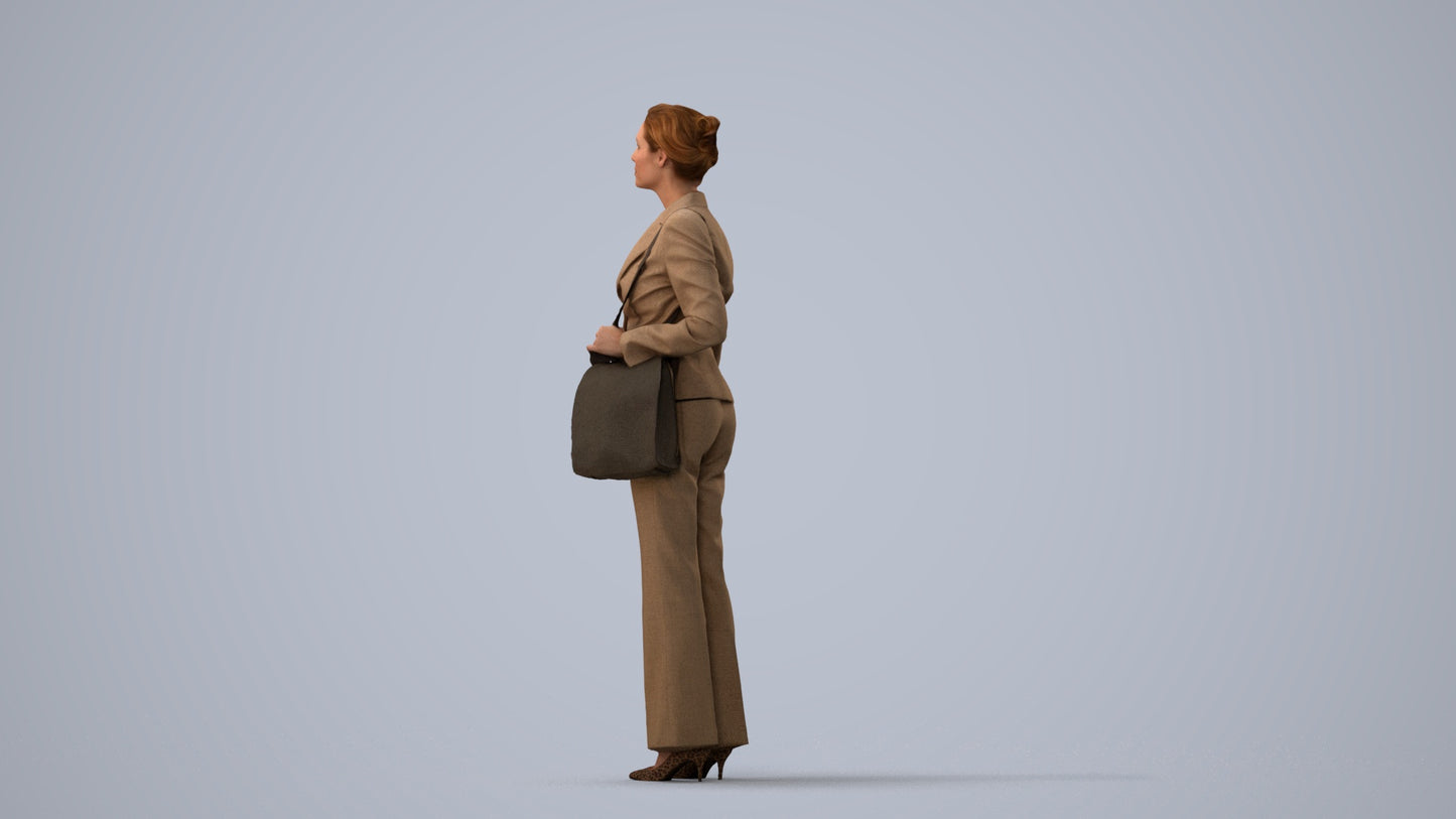 scanned 3D woman business mix, photogrammetry people for Enscape and V-Ray, three-quarter view render