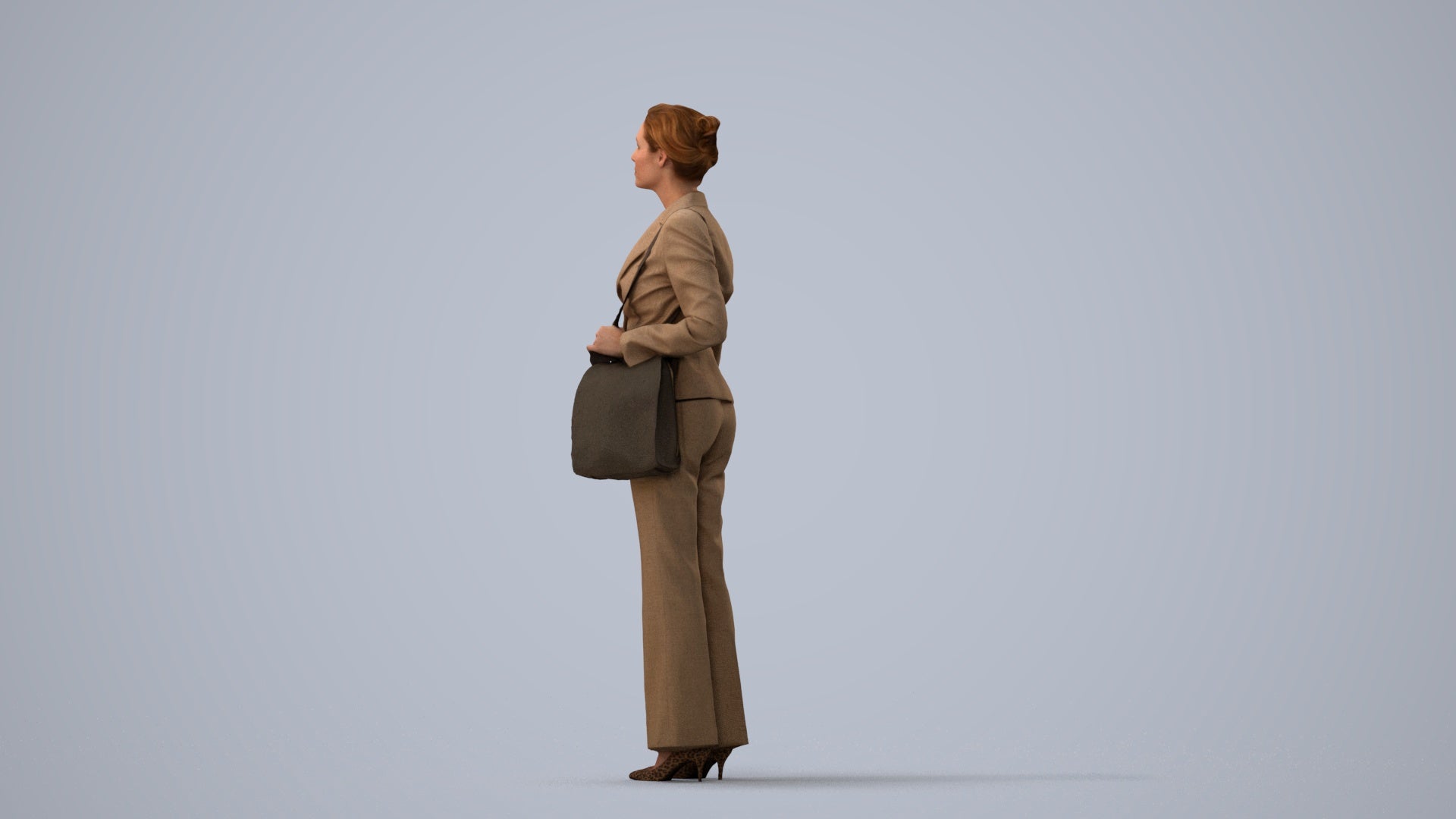 scanned 3D woman business mix, photogrammetry people for Enscape and V-Ray, three-quarter view render