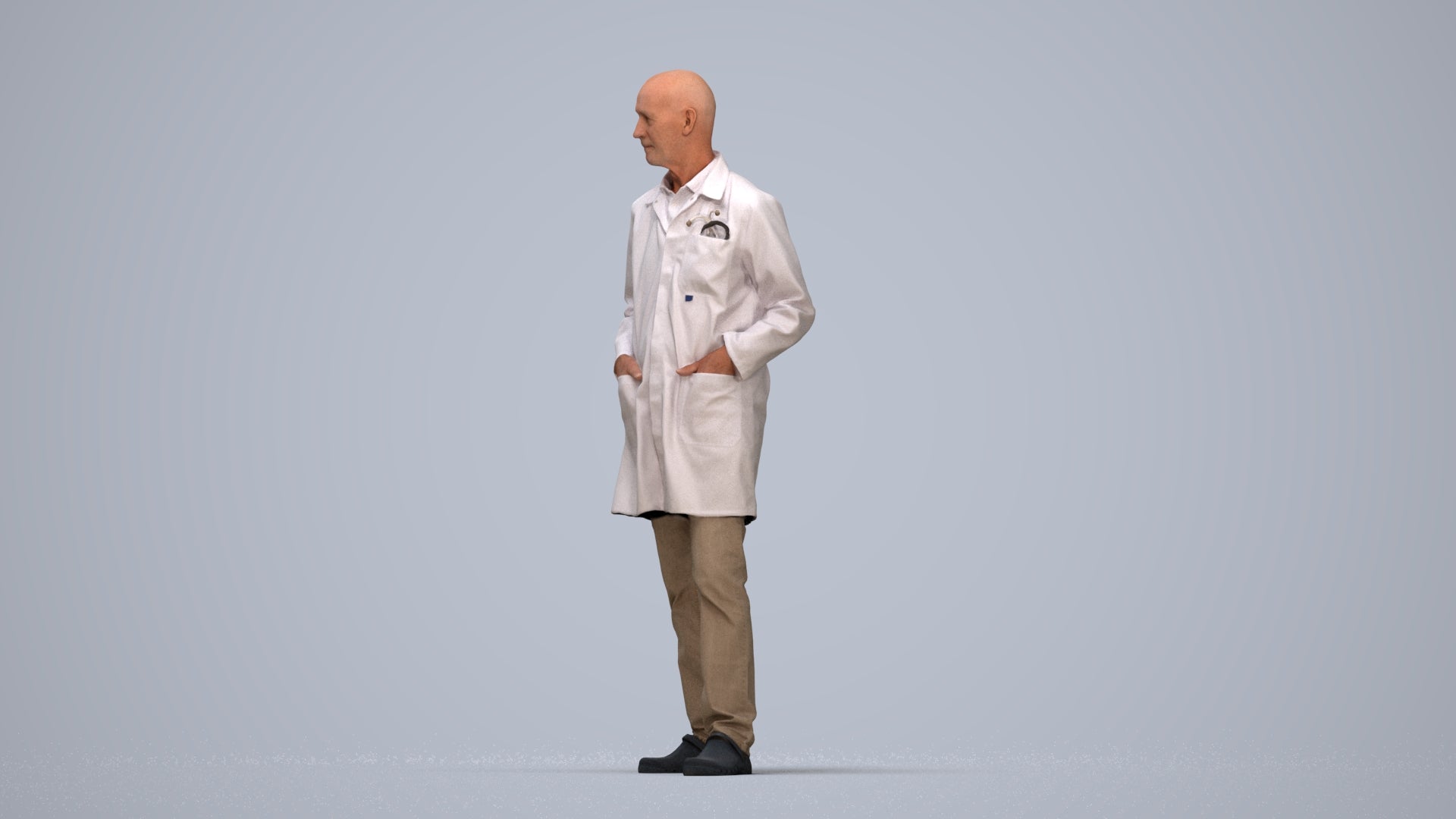 scanned 3D senior man medical, photogrammetry people for Enscape and V-Ray, top-down view render