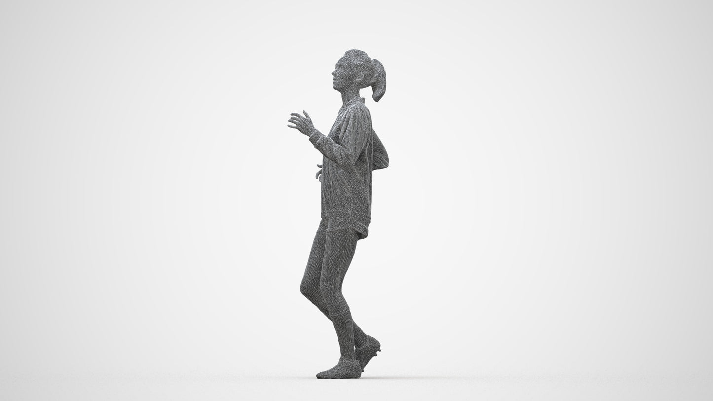 realistic 3D people woman sport, render-ready for V-Ray and Corona, FBX OBJ, wireframe back view