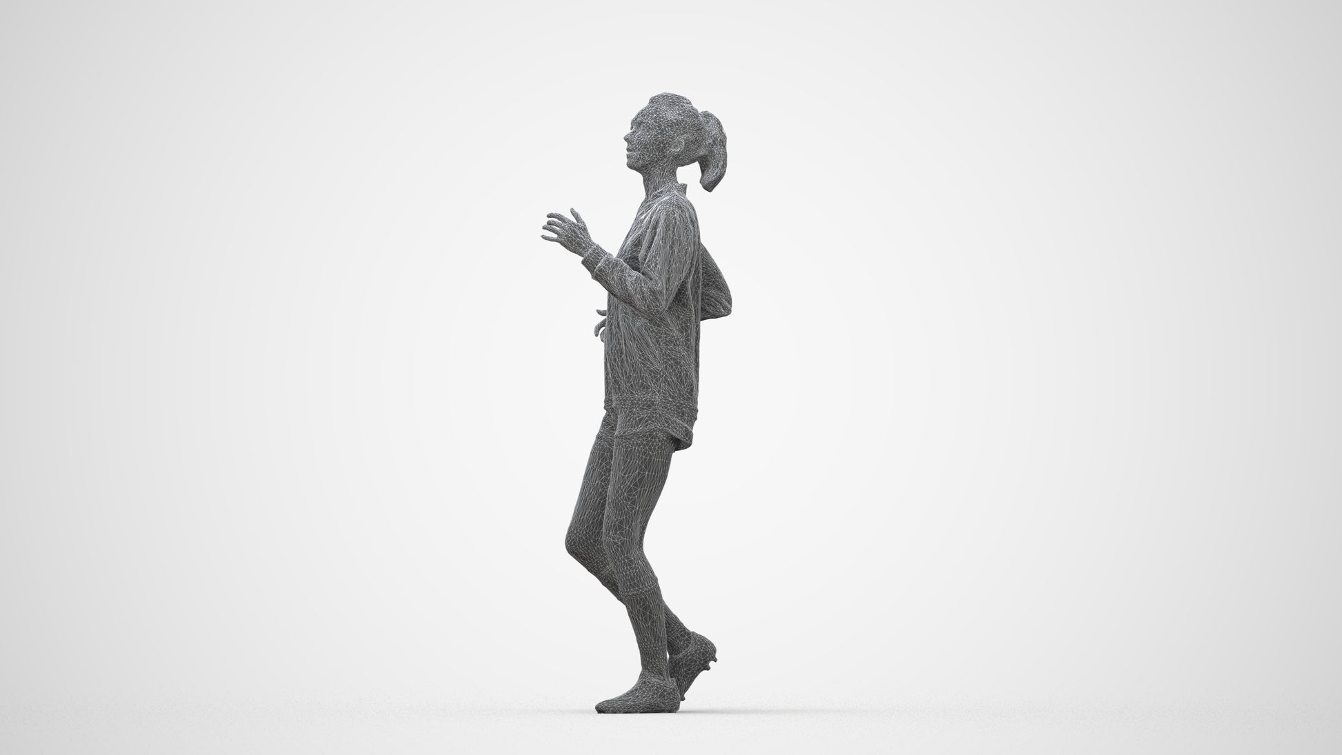 realistic 3D people woman sport, render-ready for V-Ray and Corona, FBX OBJ, wireframe back view