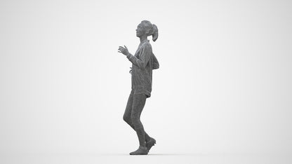 realistic 3D people woman sport, render-ready for V-Ray and Corona, FBX OBJ, wireframe back view