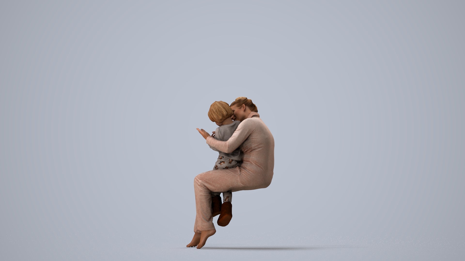 realistic 3D human girl kids, archviz people FBX OBJ for Blender, three-quarter view render