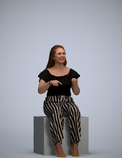 realistic 3D people woman casual sitting, render-ready for V-Ray and Corona, FBX OBJ