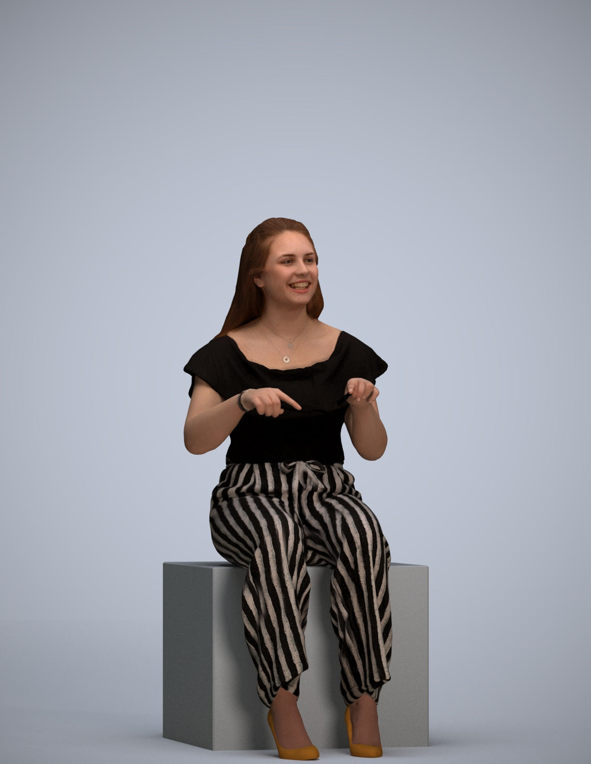 realistic 3D people woman casual sitting, render-ready for V-Ray and Corona, FBX OBJ