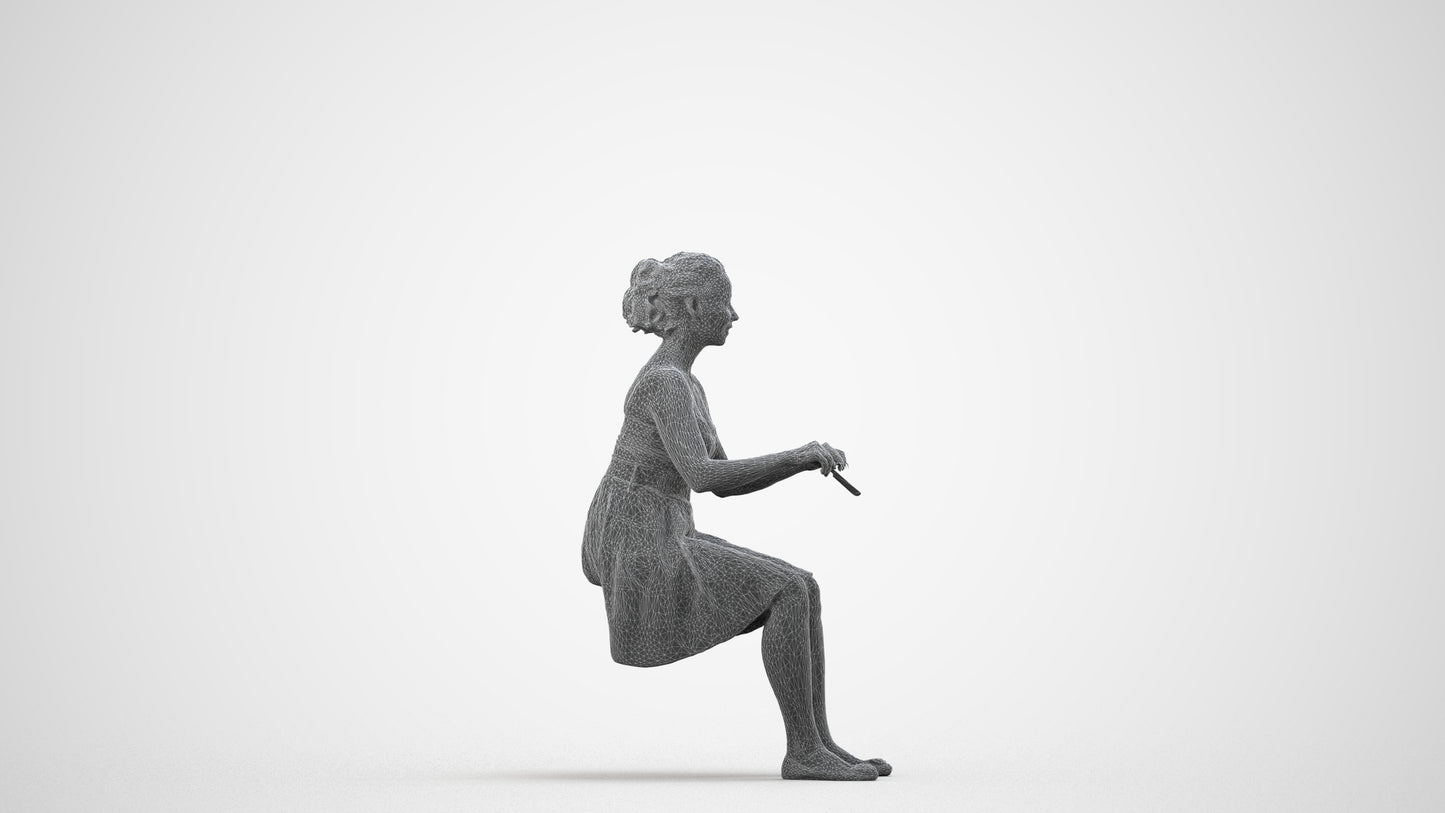 realistic 3D human woman formal formalaffairs, archviz people FBX OBJ for Blender, wireframe side view